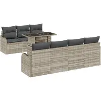 vidaXL Ensemble de canapés de jardin avec coussins (8 pièces), gris clair, en rotin synthétique