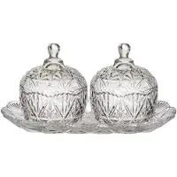 Home Deco Factory Bonbonnière - - Duo - Sur Plateau - Verre - Transparent