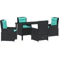 vidaXL Salon de jardin avec coussins 5 pcs noir poly rotin