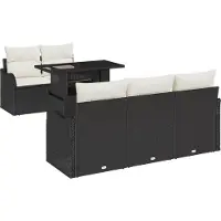 vidaXL Ensemble de canapé de jardin avec coussins 6 pcs noir et crème poly rotin