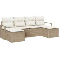 vidaXL Ensemble de salon , 6 pièces, beige [synthétique] : rotin synthétique