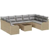 vidaXL Ensemble de canapés de jardin 10 pcs Beige et gris clair Poly rotin