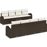vidaXL Ensemble de canapés de jardin avec rangement, 9 pièces, marron et crème, en polyrotin