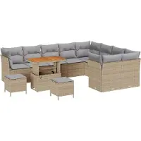 vidaXL Ensemble de canapé de jardin avec coussins 12 pcs Beige et gris clair