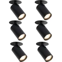 QAZQA Ensemble de 6 spots encastrables modernes noirs GU10 50mm - Chels