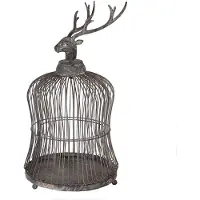 Clayre & Eef Cage à oiseaux Décoration Ø 26x50 cm Gris Métal