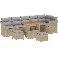 vidaXL Ensemble de canapé de jardin avec coussins 9 pcs Beige et gris clair