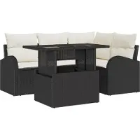 vidaXL Ensemble de canapé de jardin avec coussins avec coussins 5 pcs noir Poly rotin