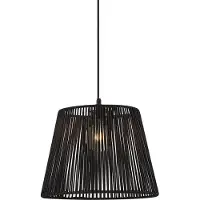 QAZQA Suspension d'extérieur noire avec abat-jour en corde noire IP44 - Cava Jayla