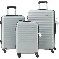 Pro-Tec Set de valises 'Pona' 3 pièces ABS rigide avec pèse-valises et étiquette de bagage Gris clair