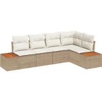 vidaXL Ensemble de canapés de jardin avec coussins, 5 pièces, beige et crème, en rotin synthétique