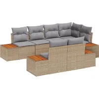vidaXL Ensemble de canapés de jardin , 7 pièces, couleur beige et gris clair