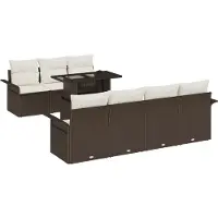 vidaXL Ensemble de canapé de jardin avec coussins avec mémoire 8 pcs brun poly rotin