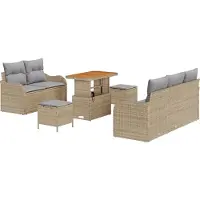 vidaXL Ensemble de salon de jardin , 8 pièces, 7 places, couleur beige