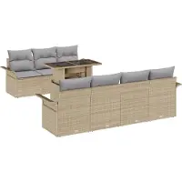 vidaXL Ensemble de canapé de jardin avec coussins avec mémoire 8 pcs Beige Poly Rattan