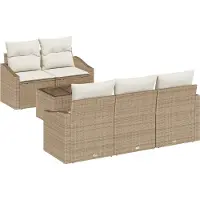 vidaXL Ensemble de salon , 6 pièces, en résine tressée beige et crème