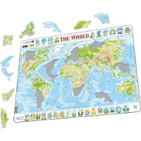 Larsen Puzzle carte du monde topographique 80 pièces