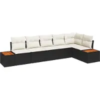 vidaXL Ensemble de canapés de jardin , 6 pièces, 6 places, noir et crème, en résine tressée