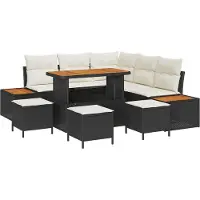 vidaXL Ensemble de canapé de jardin avec coussins 9 pcs noir poly rotin