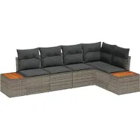 vidaXL Ensemble de salon de jardin , 5 pièces, gris, en résine tressée