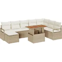 vidaXL Ensemble de canapé de jardin avec coussins 9 pcs Beige et Crème