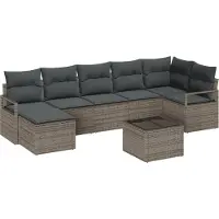 vidaXL Ensemble de canapés avec coussins avec mémoire 8 pcs gris clair poly rotin