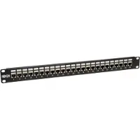 Eaton 24-Port 1U Rack-Mount STP Shielded Cat6 /Cat5 Feedthrough Patch Panel RJ45 Ethernet
