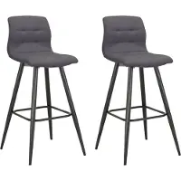 ByLiving Tabouret de bar Simone, lot de 2, métal noir, tissu anthracite