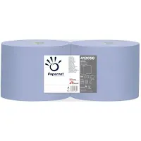 Papernet Rouleau de chiffons Tissue 2 plis bleu 360 m 21,5x36 cm, 1000 coupures/rouleau, 2 rouleaux, Essuie-tout, Bleu