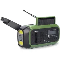Nedis Radio d'urgence - Modèle portable - DAB+ / FM - Alimentation par piles / manivelle / énergie solaire / alimentation via USB - Fonction réveil - Vert / Noir