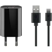Goobay 45293 Kit de charge USB-C (5 W), noir, 1 m - Adaptateur secteur avec câble USB-C, 1 m, noir