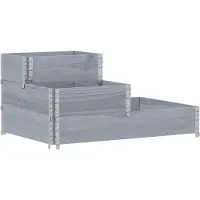 vidaXL Lit surélevé à 3 niveaux gris 120x80 cm bois de pin massif