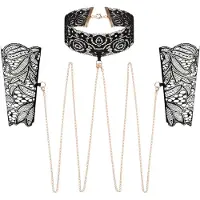 Rosy Gold - collier et menottes poignet - noir