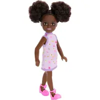 Barbie Mattel DWJ33 ; HXM96 - Chelsea avec robe violette et afro - Poupée colorée