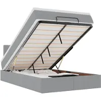 vidaXL Ottoman-lit avec matelas & LEDs gris clair 120x190 cm Tissu