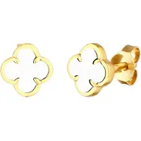 Elli Boucles d'oreilles 'Kleeblatt' or / blanc