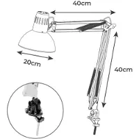 EDM Lampe Architecte Melbourne Blanche Pince De Fixation, E27, 60w, Orientable -