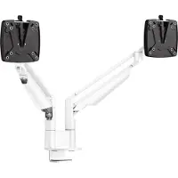 Novus Bras de moniteur double CLU Duo C, jusqu'à 27″, montage sur table, pivotant et réglable en hauteur, blanc
