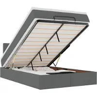 vidaXL Ottomane Lit avec matelas & LEDs gris foncé 120x190 cm Tissu
