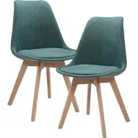 En.casa Chaise de salle à manger 'Fläten' set de 2 chaises rembourrées velours côtelé vert foncé