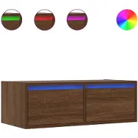 vidaXL Armoire TV avec lampes LED brun aspect chêne 75x35,5x25 cm