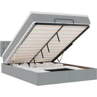 vidaXL Ottomane Lit avec matelas & LEDs Gris clair 140x190 cm Tissu
