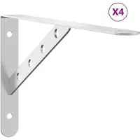 vidaXL Supports d'étagères 4pcs 30x2,5x15,5cm argenté acier inoxydable