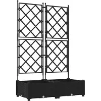 vidaXL Bac à fleurs avec Treillis 2 pcs Noir 80 x 40 x 125.5 cm PP
