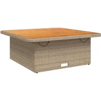 vidaXL Table de jardin beige 110x110x71 cm Poly rotin et bois d'acacia