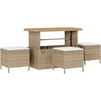 vidaXL Ensemble de salon de jardin en polyrotin beige