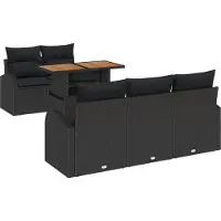 vidaXL Ensemble de canapé de jardin avec coussins 6 pcs noir