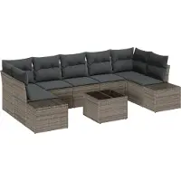 vidaXL Ensemble de canapé de jardin avec coussins avec mémoire 8 pcs Gris Poly-Rotin
