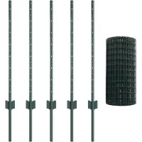 vidaXL Clôture européenne avec poteaux, 10 x 0,8 m, acier revêtu de PVC, couleur verte