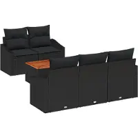 vidaXL Ensemble de canapé de jardin avec coussins 6 pcs noir poly rotin